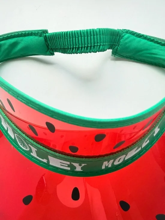 Sun Visor Watermelon Print Novelty Golf Hat Red Green "Holey Moley" - Picture 6 of 7